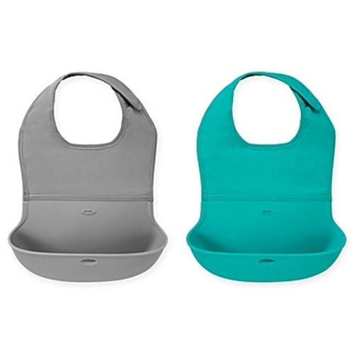 OXO Tot® 2-Pack Roll-Up Bibs in Gray/teal