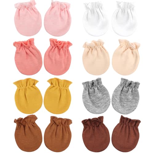BQUBO Newborn Infant Toddler Mittens No Scratch Cotton Elastic Wrist Gloves Hypoallergenic for 0-6 Months Baby Boys Girls