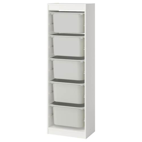 TROFAST Storage combination with boxes - white/gray 18 1/8x11 3/4x57 1/8 "