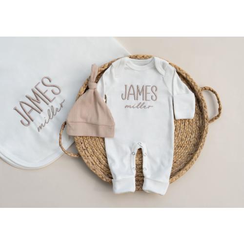 Newborn Baby Boy Bring Home Outfit Embroidered, Romper and Hat Set with Matching Blanket, Newborn Gift, Baby Shower