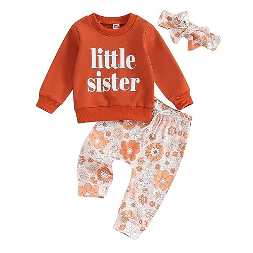 3Pcs Baby Girl Outfits Daisy Sweatshirt + Pants + Headband Infant Fall Winter Clothes
