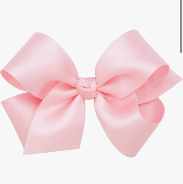 Medium French Satin Girls Hair Bow (Knot Wrap) - LT PINK | Wee Ones Hair Bows & Accessories