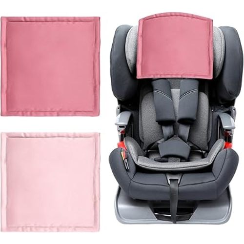Silk Head Carseat Cover for Baby Satin Car Seat Head Cover for Babies Headrest Protector 2pcs Pink for Girls Infant Sleeping Hair Protection