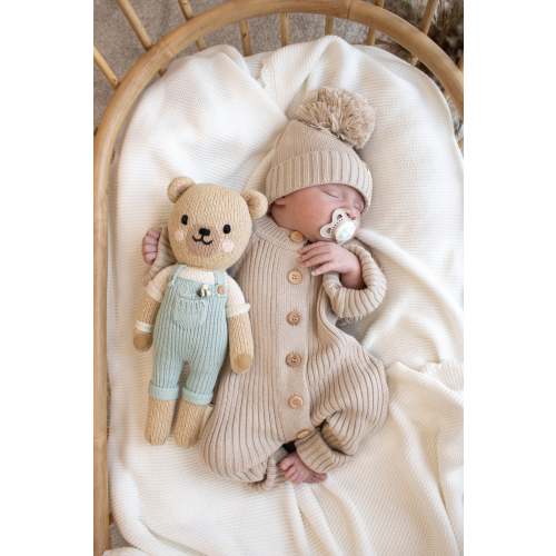 Button Knitted Romper | Baby knitted onesie | beige onesie – TheGrayBearCompany