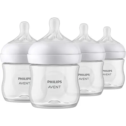 Philips AVENT Natural Baby Bottle with Natural Response Nipple, Clear, 4oz, 4pk, SCY900/04