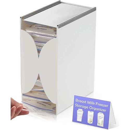 Fridge Organizer for Breastmilk Storage Bags, First-in First-Out Breast Milk Storage Bags Freezer Organizer with Quick-Freeze Tray, Breastmilk Storage Container for Breastfeeding Essentials