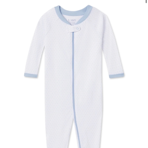 LAKE | Baby | Pima Cotton Pajamas | French Blue Pindot Baby Sleeper