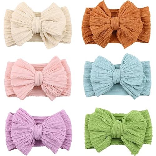 Baby Nylon Headbands Soft Hair Bow Elastics Hairbands Accessories for Baby Girls Newborn Infant Toddler Kids (Green)