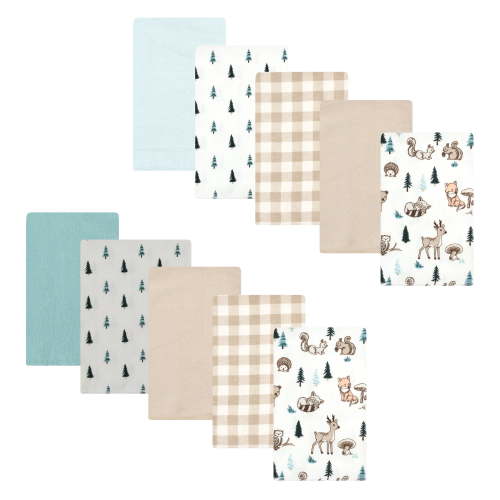 Luvable Friends Hudson Baby Flannel Burp Cloths 10pk, Forest Critters