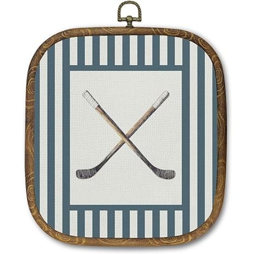 JMENGSSFL Golf Sports Nursery Wall Art Decor, Golfing Sports Canvas Prints, Blue Striped Golf Club Framed Wall Art for Kids Boy Nursery Room Bedroom Playroom Decor, 5.7x6.5 Inch