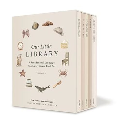 Our Little Library Vol. 2: First 100 Words Board Book Box Set, including Ocean Animals, Safari Animals, Food and Drink, Clothes, and Around the House (Tabitha Paige Children's Book Series)
