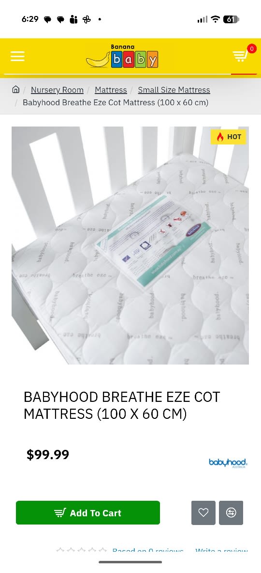 Babyhood Breathe Eze Cot Mattress (100 x 60 cm)