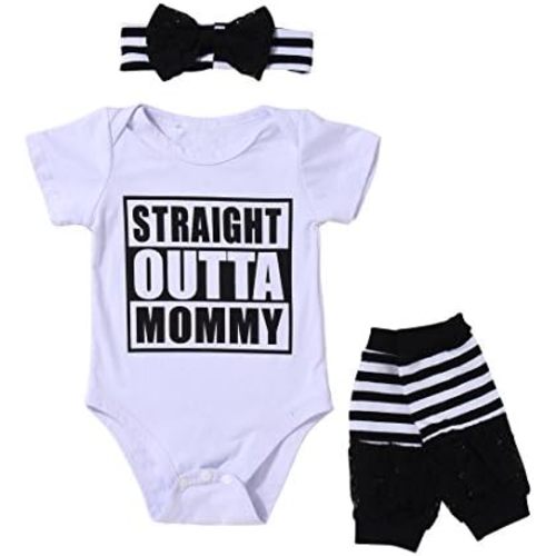 3PCS Outfit Set Newborn Toddler Baby Girl Clothes Romper+ Leg Warmers+ Bow Headband