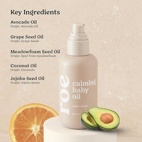 Roe Wellness Baby Hair, Scalp & Body Oil Unscented | Massage, Soothe, & Hydrates Irritated Skin | All Natural Non-Greasy Hydrating | Moisturize Full Body