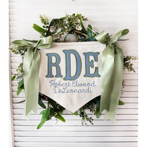 Personalized Baby Name Banner – Welcome Sign with Bows, Hospital Door & Baby Shower Decor, Sage nursery decor