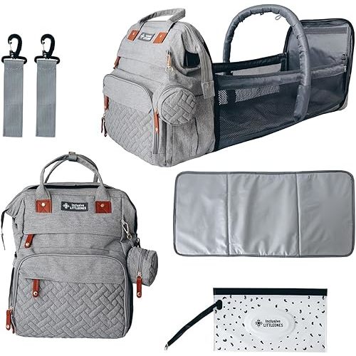 Baby Diaper Bag Backpack with Changing Station, Large Capacity, USB Port, Pacifier Case, Mosquito Net & Wipes Bag Stylish Travel Bag for Boys, Girls, Moms & Dads, Shower Gift