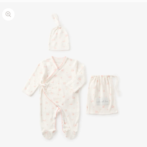 Pink Swan Print Organic Cotton Pointelle Layette 2 Pc Gift Set – Elegant Baby
