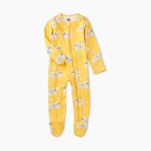 Tea Collection Footed Zip Front Baby Romper - Ocelot Kittens, 0-3M