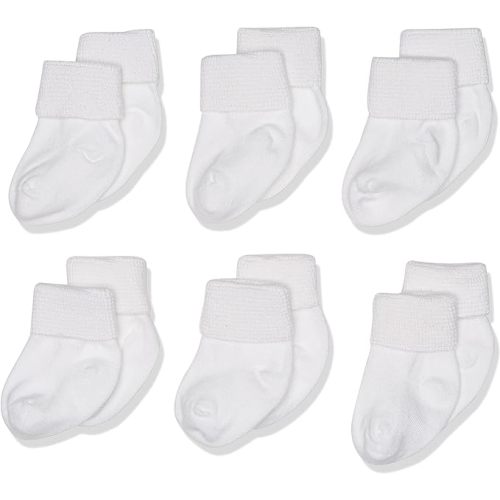 Jefferies Socks Baby Boys' Newborn Turn Cuff Bootie 6 Pair Pack - White
