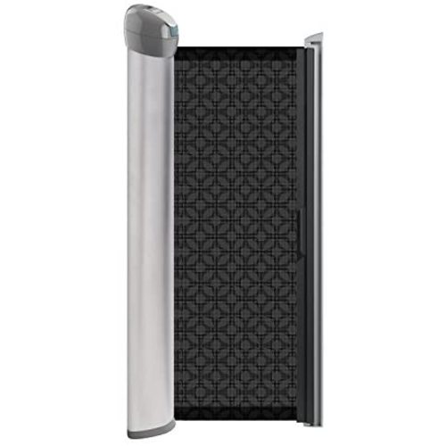 Summer Retractable Baby Gate, Decorative Mesh Fabric, Silver Satin Finish with Charcoal Accents – 30” Tall Baby Gate, Fits Openings up to 50” Wide, Hardware Mounted Baby Gate for Doorways & Stairways