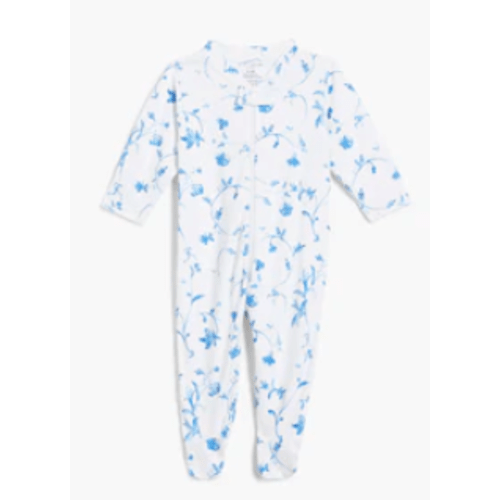 The Footie Pajama - Blue Botanical