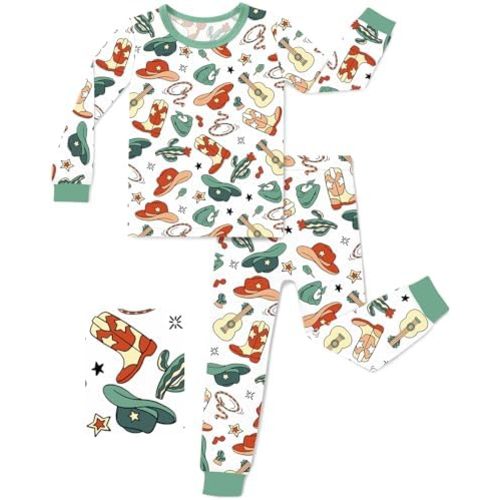 Bamboo Viscose Toddler Pajamas Boys Girls Baby Car Pjs Sets 12M-8Y Kids 2pcs Long-Sleeve Snug fit Sleepwear