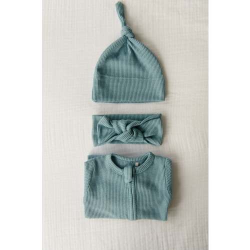 Organic Waffle Knit Footie With Bow Or Hat – Bella Berry Designs