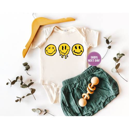Melting Faces Onesie®, Baby Boy Onesie®, Baby Gift, Trendy Onesie®, Baby Shower Gift, Natural Onesie®, Retro Baby Gift, Trippy Baby Onesie®