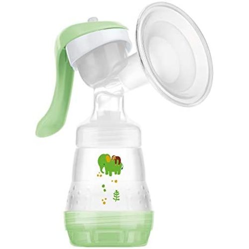 MAM Manual Breast Pump Portable Breast Pump with Easy Start Anti-Colic Baby Bottle Includes 2 Bottle Nipples 1-Count Green One Size