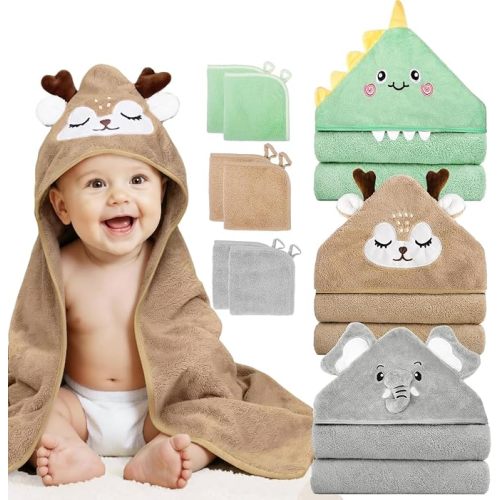 12 PCS Baby Bath Towels Set, Baby Towels for Newborn Bath Essentials
