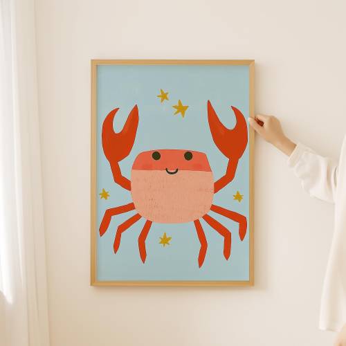 Crab Wall Art, Ocean Printable, boys prints, animal Nursery Decor, Kids Room Poster, Sea Life Art Playroom, Crab Illustration, Boys Room Art