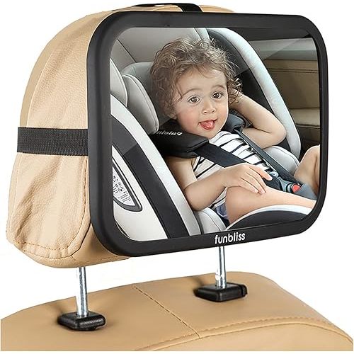 Baby Car Mirror Most Stable Backseat Mirror with Premium Matte Finish Super Clear PMMA Material Mirror Safe, Secure and Shatterproof,Black
