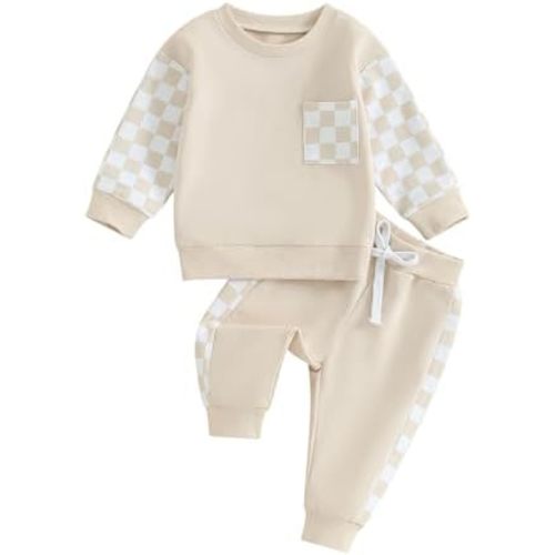 Newborn Baby Boy Clothes Pants Outfits Toddler Plaid Long Sleeve Pullover Bodysuit Set Soft 2024 Fall Winter Outfit