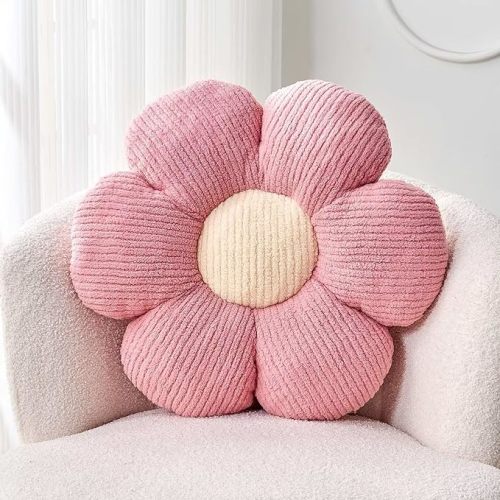 Flower Throw Pillow, Soft Pink 14.9" Flower Pillow for Home Decor, Cute Flower Shaped Floor Pillow Aesthetic Flower Plush Decorative Pillows for Bed Sofa Couch