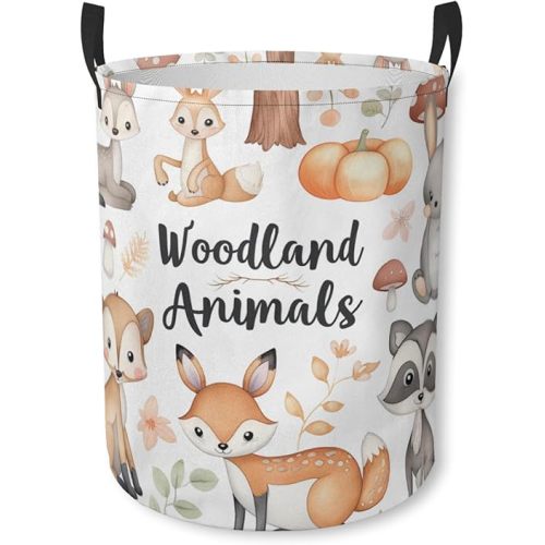 Laundry Basket Woodland Animals Collapsible Laundry Hamper with Handles Clothes Storage Bin for Household Bedroom Bathroom College Dorms