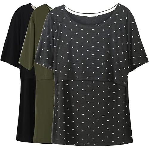Smallshow Women's Maternity Nursing Tops Short Sleeve Breastfeeding Clothes