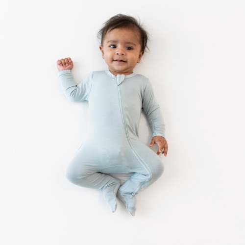 Zippered Footie in Fog - 0-3 Month