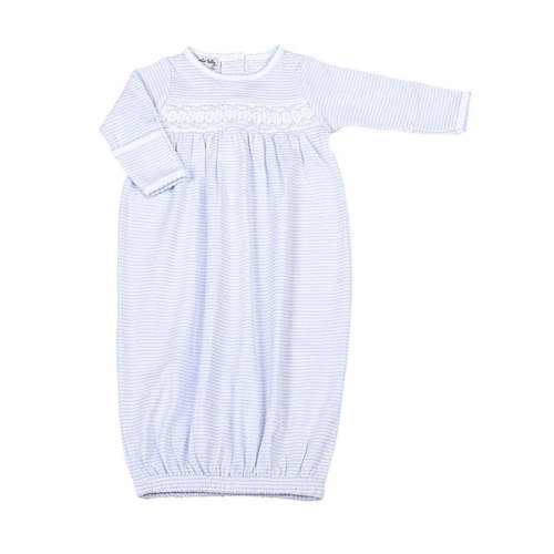 Mini Stripes Smocked Gown - Blue