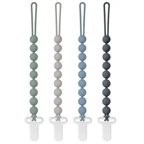 Pacifier Clips Silicone, 4-Pack Pacifier Holder Clip with Stylish Round Design, 100% Food Grade Silicone, Safe Essentials for Newborns Baby Boys and Girls Easter