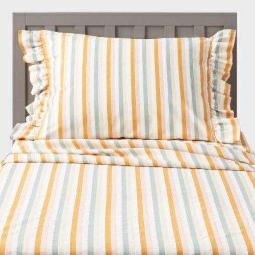 Striped Cotton Kids' Sheet Set - Pillowfort™: Standard Crib/Toddler, OEKO-TEX Certified, 3-Piece Bedding