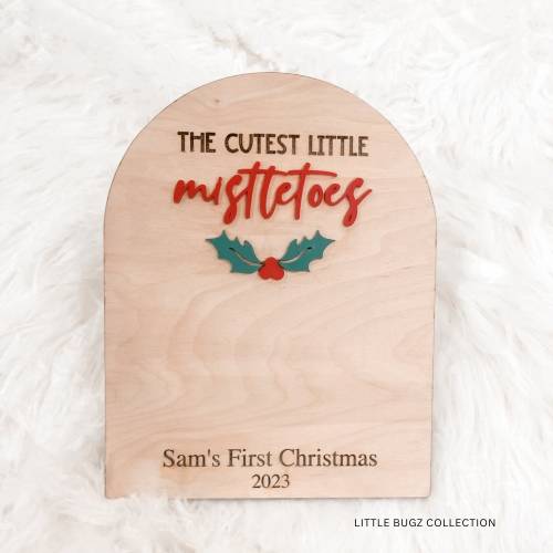 the cutest little mistletoes, baby's first christmas sign, baby footprint sign for christmas