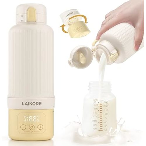2025 AI Portable Baby Bottle Warmer for Travel – 17oz Cordless Milk Warmer with Detachable Battery, USB Rechargeable Breast Milk Warmer, Baby Bottle Heater for Home and On-The-Go Use