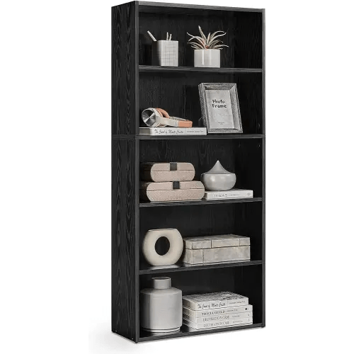 VASAGLE Bookshelf, 23.6 Inches Wide, 5-Tier Open Bookcase with Adjustable Storage Shelves, Floor Standing Unit, Ebony Black ULBC165T56