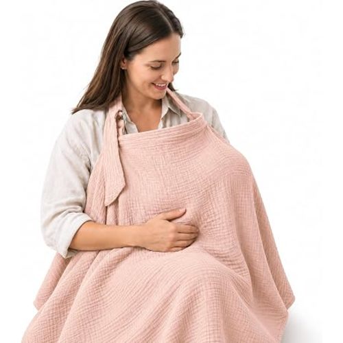 100% Muslin Cotton Nursing Cover with Arch Neckline for Women