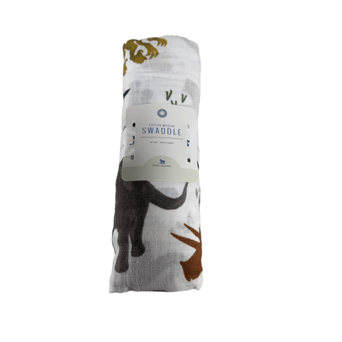 Little Unicorn Cotton Muslin Swaddle, Dino Friends