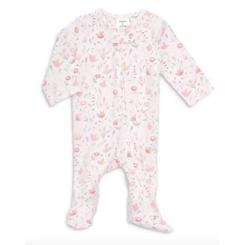 Girls' Floral Print Comfort Zip Front Footie - Baby (0-3M)
