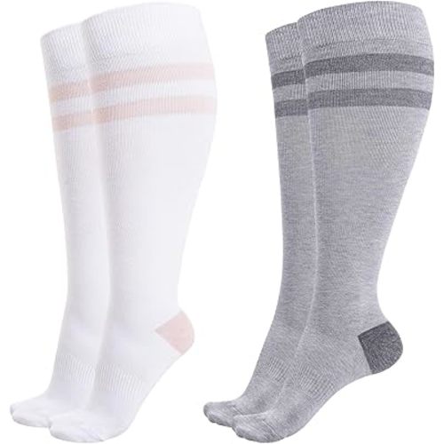 Momcozy Compression Socks for Women Wide Calf, 15-20mmHg Knee High Support Socks for Pregnancy, Nurses, Travel, Flying