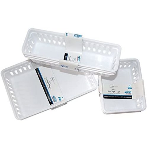 FriendShip Shop Plastic Storage Trays Baskets Organization Bundle, 3 Sizes