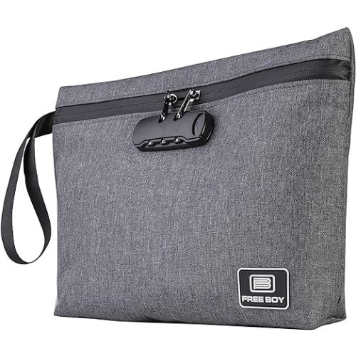 Free Boy Smell Proof Bags 11.8"x8.6"Durable Odor Proof Stash Bag with Combination Lock,Smell Odor Case Container - Black