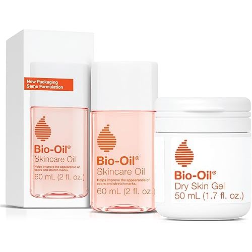 Bio-Oil Travel Skincare Bundle for Scars, Stretch Marks, and Dry Skin, Includes Skin Care Oil (2 oz) and Dry Skin Gel (1.7 oz)
